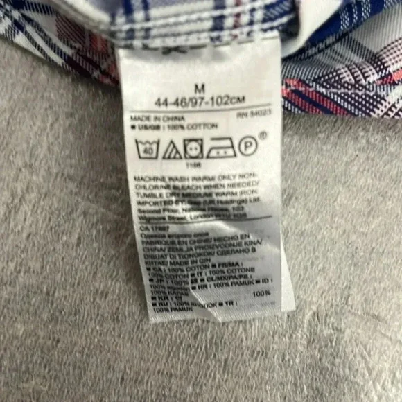 [M]Banana Republic Camden Fit Blue Red White. Plaid Button Dress Shirt - Picture 8 of 8